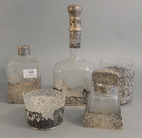 FIVE PIECE LOT CRYSTAL WITH
