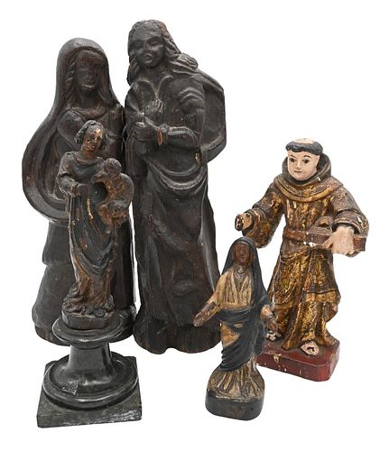 FIVE PIECE LOT OF CARVED AND