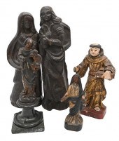 FIVE PIECE LOT OF CARVED AND P