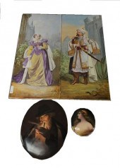 FIVE PIECE LOT OF PAINTED PORC