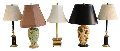 FIVE PIECE LOT OF TABLE LAMPS, TO