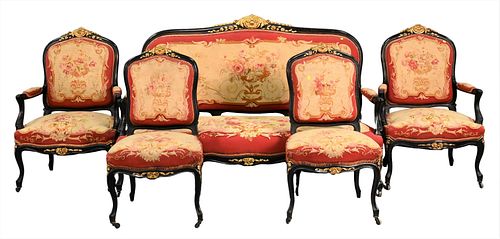 FIVE PIECE LOUIS XV STYLE PARLOR