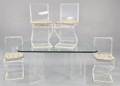 FIVE PIECE LUCITE DINING SET,