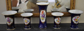 FIVE PIECE MEISSEN COBALT & FL