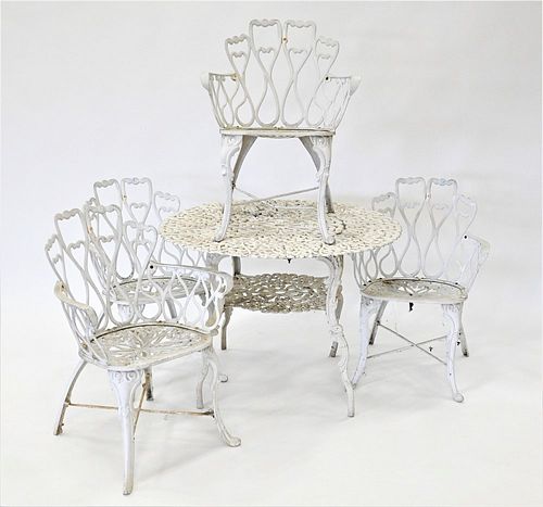 FIVE PIECE METAL OUTDOOR SET, TO