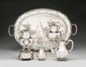 Five piece Mexican silver tea