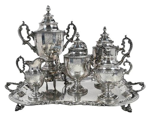 FIVE PIECE NEW YORK COIN SILVER TEA