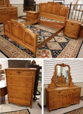 FIVE PIECE OAK BEDROOM FURNITU