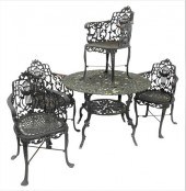 FIVE PIECE OUTDOOR WROUGHT IRO