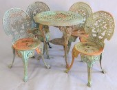 FIVE PIECE OUTDOOR WROUGHT IRO
