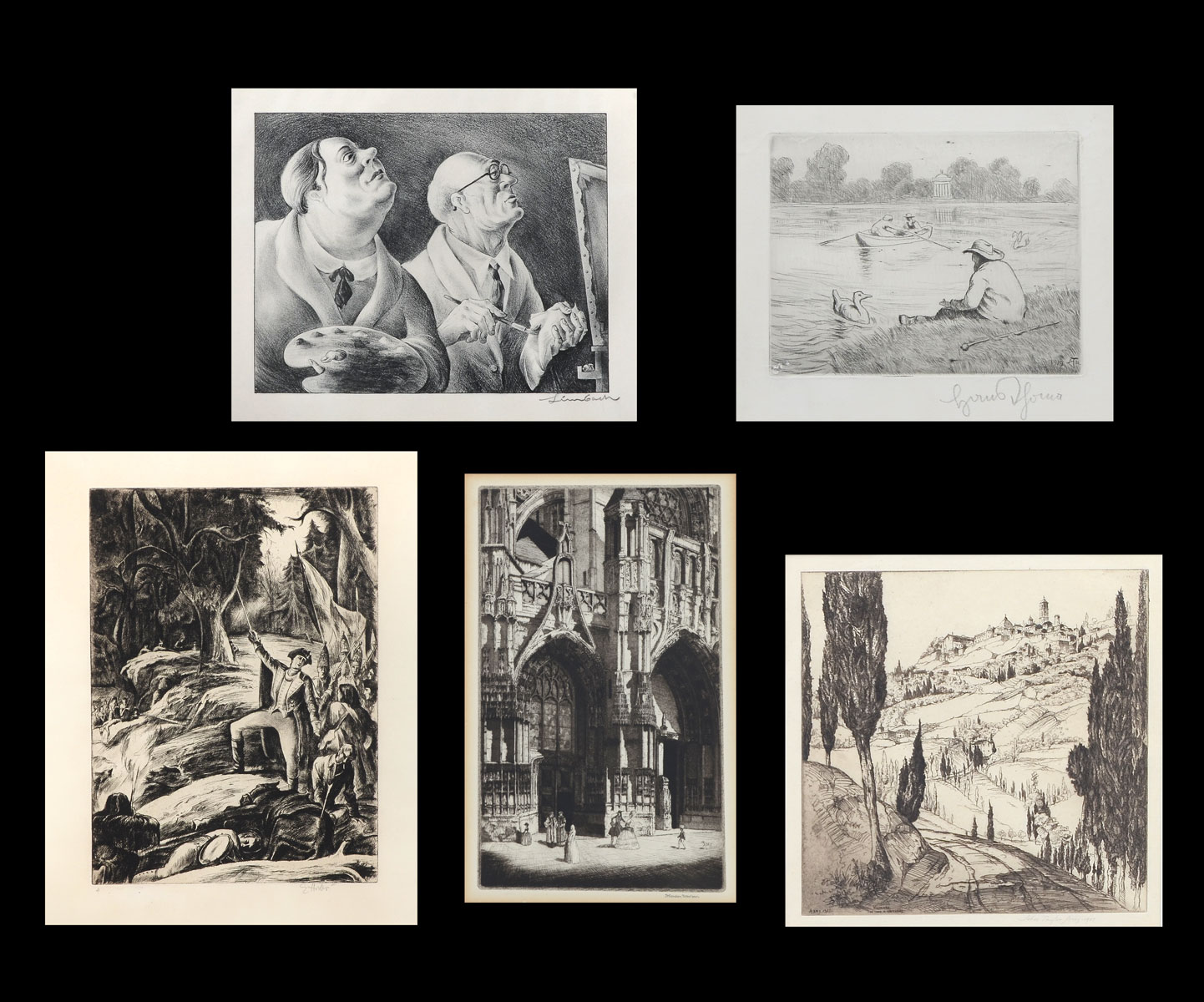 FIVE-PIECE PRINT LOT TO INCLUDE: 1.