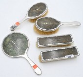 FIVE PIECE SHAGREEN AND SILVER