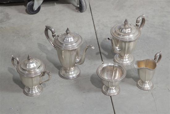 FIVE PIECE STERLING SILVER TEA SET.