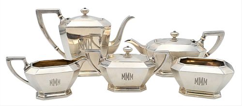 FIVE PIECE STERLING SILVER TEA