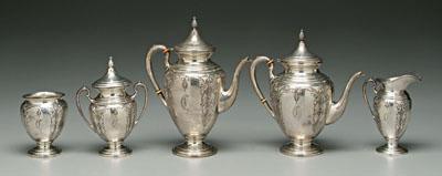 Five piece sterling tea service,