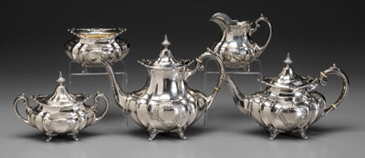 Five-piece sterling tea service,