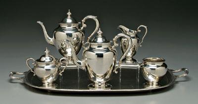 Five-piece sterling tea service: