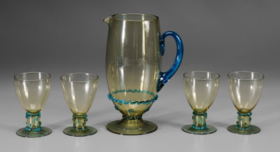 Five-piece Steuben lemonade set: