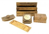 FIVE PIECE TIFFANY GILT BRONZE