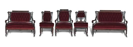 FIVE PIECE VICTORIAN PARLOR SET.