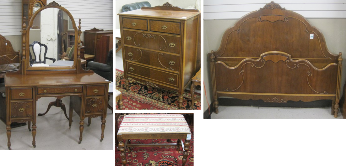 FIVE-PIECE WALNUT BEDROOM FURNITURE