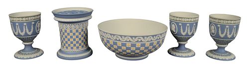 FIVE PIECE WEDGWOOD TRI-COLOR