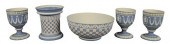 FIVE PIECE WEDGWOOD TRI-COLOR