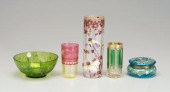 Five pieces art glass, Moser: