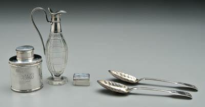 Five pieces English silver: