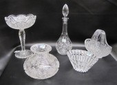 FIVE PIECES HAND CUT AND ENGRA