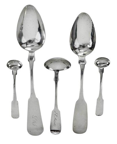 FIVE PIECES NATCHEZ COIN SILVER