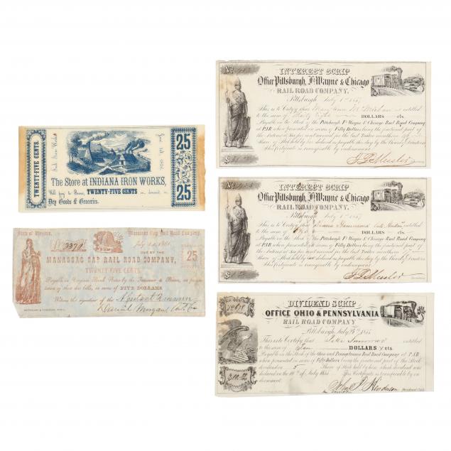 FIVE PIECES OF 19TH CENTURY SCRIP
