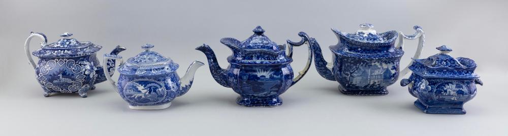 FIVE PIECES OF BLUE STAFFORDSHIRE