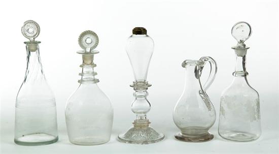 FIVE PIECES OF CLEAR GLASS. 