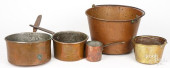 FIVE PIECES OF COOKWARE, 19TH
