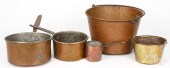 FIVE PIECES OF COOKWARE, 19TH