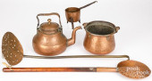 FIVE PIECES OF COPPER COOKWARE