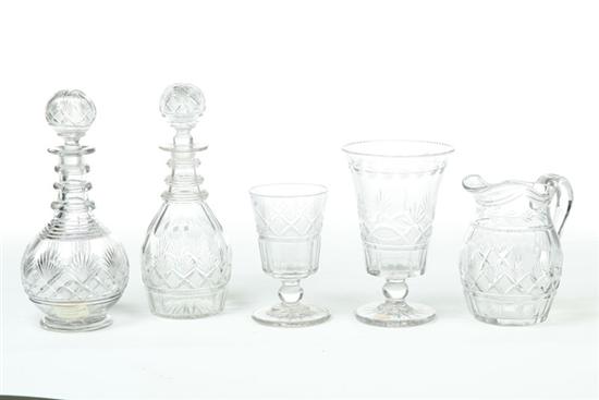 FIVE PIECES OF CUT GLASS. 