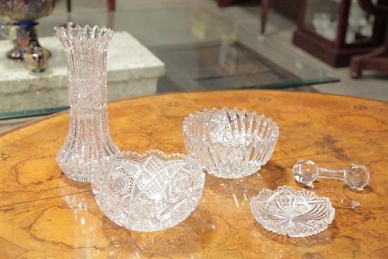FIVE PIECES OF CUT GLASS. Including