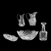 FIVE PIECES OF CUT GLASS CRYST