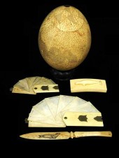 FIVE PIECES OF DECORATED BONE,