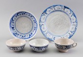 FIVE PIECES OF DEDHAM POTTERY