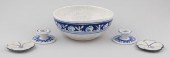 FIVE PIECES OF DEDHAM POTTERY