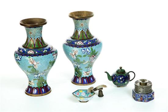 FIVE PIECES OF ENAMEL WORK.  China