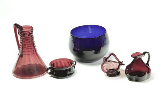 FIVE PIECES OF GLASS. American or