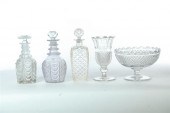 FIVE PIECES OF GLASS.  Three d