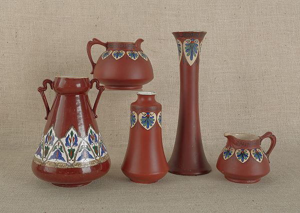 Five pieces of Haynes Pottery