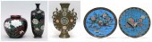 FIVE PIECES OF JAPANESE ENAMEL