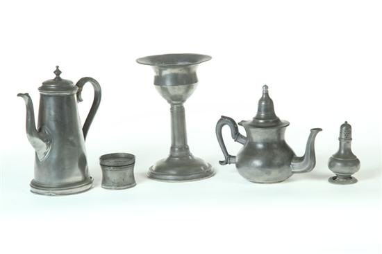 FIVE PIECES OF PEWTER.  European 