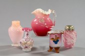 Five Pieces of Pink Art Glass,